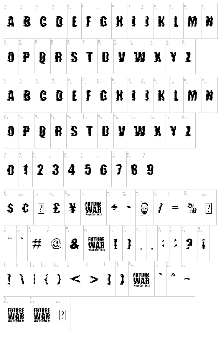 Future War font map